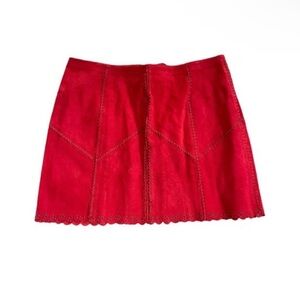 Vintage red suede woven mini skirt xs